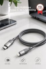 Şarj Kablosu Type-C to Lightning Data Kablo U18 Gri