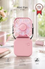 Torima F-05 Mini Fan Tutmalı Şarjlı 3 Kademeli Vantilatör Klima Soğutucu Fan Pembe