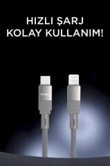 Şarj Kablosu Type-C to Lightning Data Kablo U18 Gri