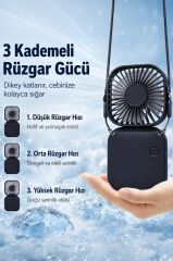 Şarjlı El Vantilatörü 3 Kademeli Taşınabilir Mini Fan F05 Siyah