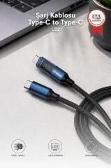 Şarj Kablosu Type-C to Type-C 60W Data Kablo U22 Siyah