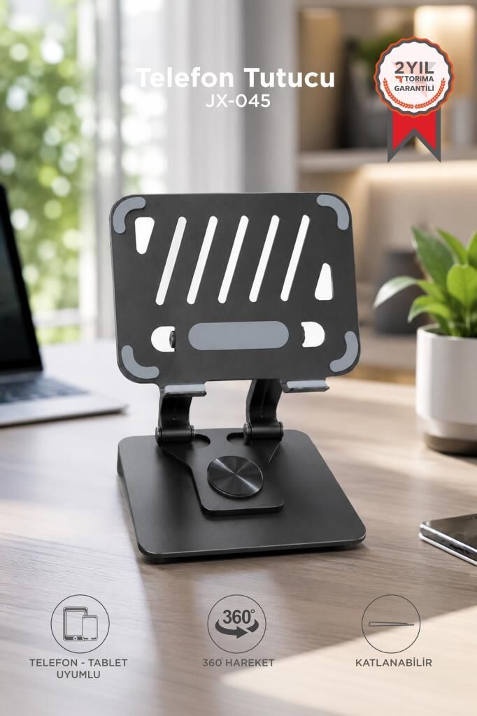 Telefon Tutucu Katlanabilir Masaüstü Telefon Tablet Tutucu JX045 Siyah