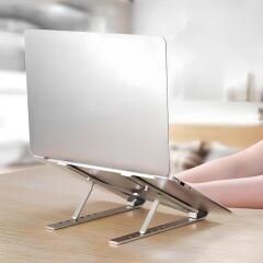 Laptop Standı Katlanabilir Taşınabilir Macbook Notebook Standı JX18 Gümüş