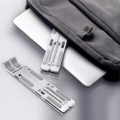 Laptop Standı Katlanabilir Taşınabilir Macbook Notebook Standı JX18 Gümüş