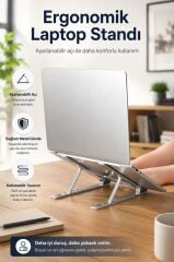 Laptop Standı Katlanabilir Taşınabilir Macbook Notebook Standı JX18 Gümüş