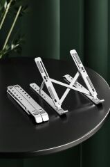 Laptop Standı Katlanabilir Taşınabilir Macbook Notebook Standı JX18 Gümüş