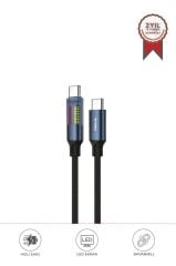 Şarj Kablosu Type-C to Type-C Led Ekranlı Hızlı 60W Data Kablo U21 Siyah