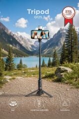 Tripod Çok Amaçlı Led Işıklı Kumandalı Selfie Çubuğu Q12S Siyah
