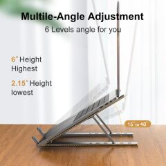 Torima JX-18 Siyah Laptop Stand MacBook Notebook Katlanabilir Taşınabilir Metal Standı Siyah