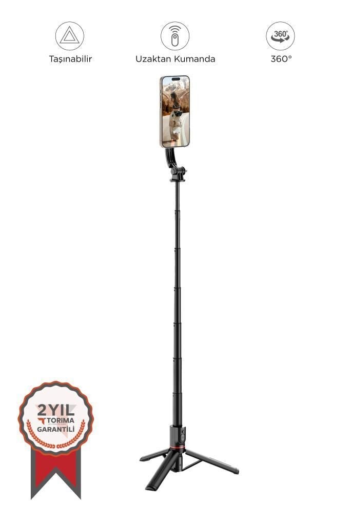 Tripod Çok Amaçlı Kumandalı Selfie Çubuğu L20 Siyah