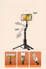 Tripod Çok Amaçlı Kumandalı Selfie Çubuğu L20 Siyah