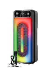 Torima KTS-1555 Siyah Mikrofonlu RGB Ledli Taşınabilir Bluetooth Hoparlör Parti Speaker