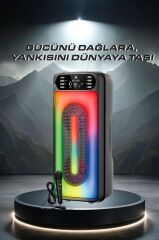 Bluetooth Hoparlör Mikrofonlu Rgb Işıklı Kablosuz Speaker KTS-1555 Siyah