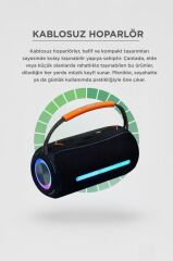 Bluetooth Hoparlör Rgb Işıklı USB TF Destekli Booms Box 360 Siyah