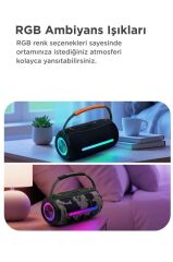 Bluetooth Hoparlör Rgb Işıklı USB TF Destekli Booms Box 360 Siyah