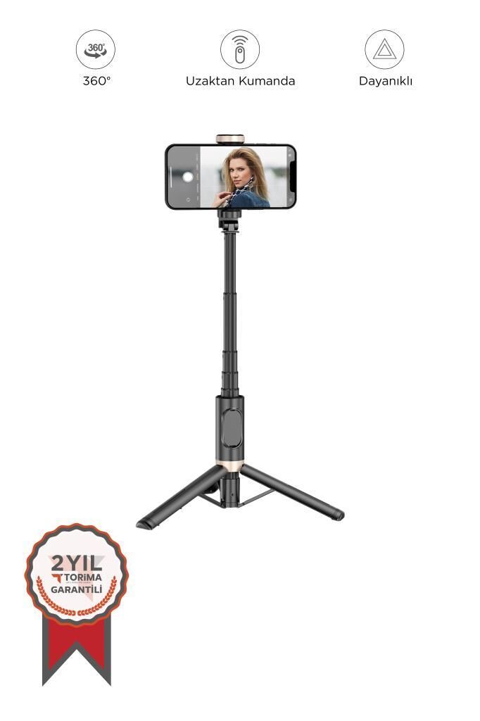 Tripod Çok Amaçlı Kumandalı Selfie Çubuğu Q12 Siyah