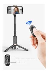 Tripod Çok Amaçlı Kumandalı Selfie Çubuğu Q12 Siyah