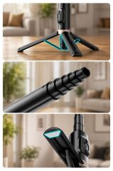 Tripod Çok Amaçlı Kumandalı Selfie Çubuğu Q12 Siyah