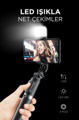 Torima Q02S Çok Amaçlı Tripod Kumandalı Işıklı Selfie Çubuğu Siyah