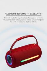 Bluetooth Hoparlör Rgb Işıklı USB TF Destekli Booms Box 360 Kırmızı