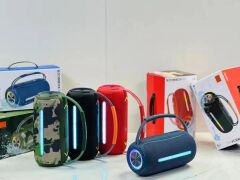 Bluetooth Hoparlör Rgb Işıklı USB TF Destekli Booms Box 360 Kırmızı