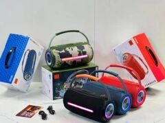 Bluetooth Hoparlör Rgb Işıklı USB TF Destekli Booms Box 360 Kırmızı