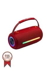 Bluetooth Hoparlör Rgb Işıklı USB TF Destekli Booms Box 360 Kırmızı