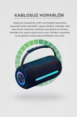 Bluetooth Hoparlör Rgb Işıklı USB TF Destekli Booms Box 360 Mavi