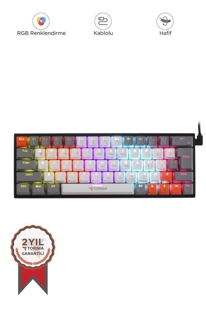 Torima TK-06 Mekanik Rgb Işıklı Kablolu Q Klavye Beyaz