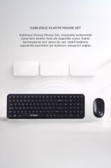 Kablosuz Q Klavye Mouse Seti Retro Daktilo Görünümlü TMK07 Siyah