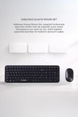 Kablosuz Q Klavye Mouse Seti Retro Daktilo Görünümlü TMK07 Siyah