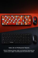 Kablosuz Q Klavye Mouse Seti Retro Daktilo Görünümlü TMK07 Siyah