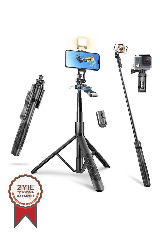 Tripod Kumandalı 153CM Android Ios Go Pro Uyumlu Selfie Çubuğu L16