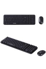 Kablosuz Q Klavye Mouse Seti Retro Daktilo Görünümlü TMK-07 Siyah