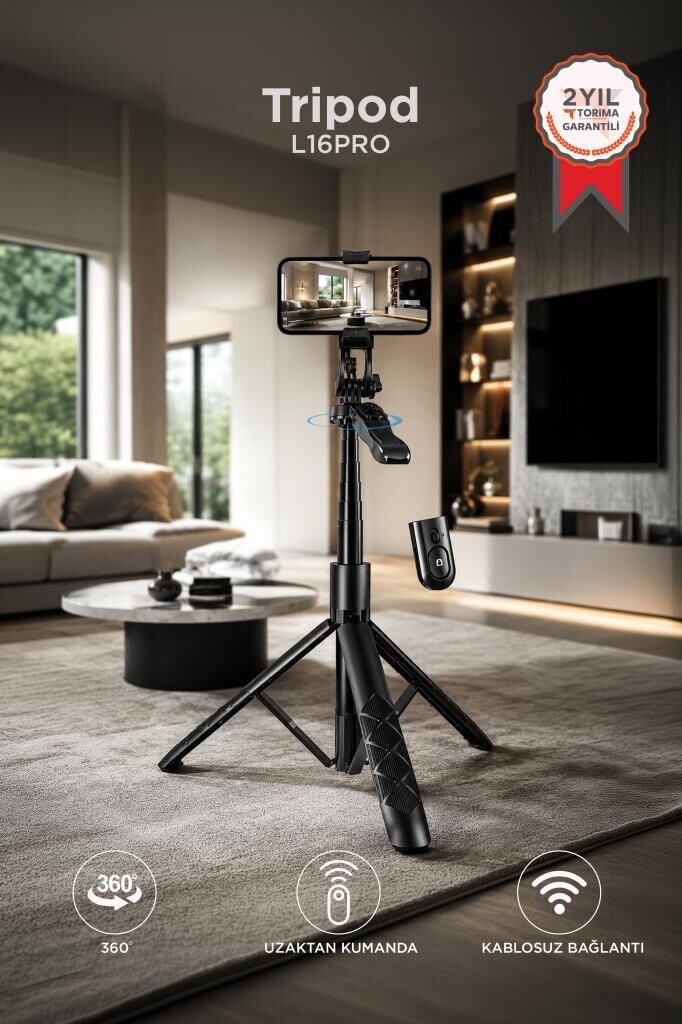 Tripod Kumandalı 153CM Android Ios Go Pro Uyumlu Selfie Çubuğu L16