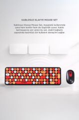 Kablosuz Q Klavye Mouse Seti Retro Daktilo Görünümlü TMK07 Çok Renkli