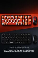 Kablosuz Q Klavye Mouse Seti Retro Daktilo Görünümlü TMK07 Çok Renkli