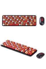 Torima TMK-07 Çok Renkli Retro Daktilo Görünümlü Kablosuz Q Klavye Mouse Seti