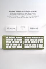 Kablosuz Klavye Bluetooth Katlanabilir Şarjlı Mini Klavye TK08 Yeşil