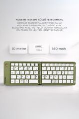 Kablosuz Klavye Bluetooth Katlanabilir Şarjlı Mini Klavye TK08 Yeşil