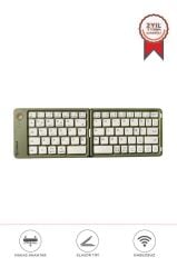 Kablosuz Klavye Bluetooth Katlanabilir Şarjlı Mini Klavye TK08 Yeşil