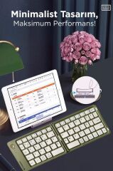 Torima TK-08 Yeşil Kablosuz Katlanabilir Şarjlı Taşınabilir Mini Bluetooth Klavye