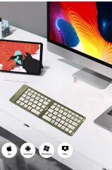 Kablosuz Klavye Bluetooth Katlanabilir Şarjlı Mini Klavye TK08 Yeşil