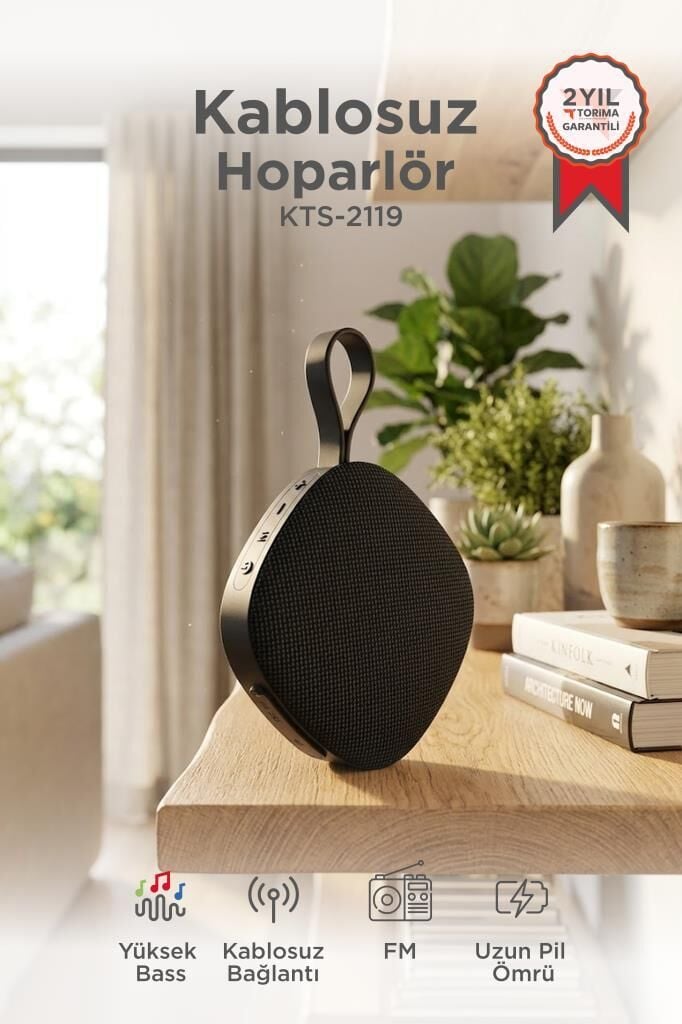 Bluetooth Hoparlör Taşınabilir Kablosuz Speaker KTS-2119 Siyah