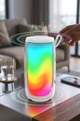 Bluetooth Hoparlör Rgb Işıklı TWS USB TF Destekli Speaker BTS-1953 Beyaz
