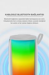 Bluetooth Hoparlör Rgb Işıklı TWS USB TF Destekli Speaker BTS-1953 Beyaz