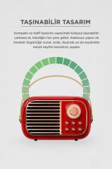 Bluetooth Hoparlör Nostaljik Radyo Mikrofonlu Rgb Işıklı TWS USB TF Speaker BTS-1956 Kırmızı