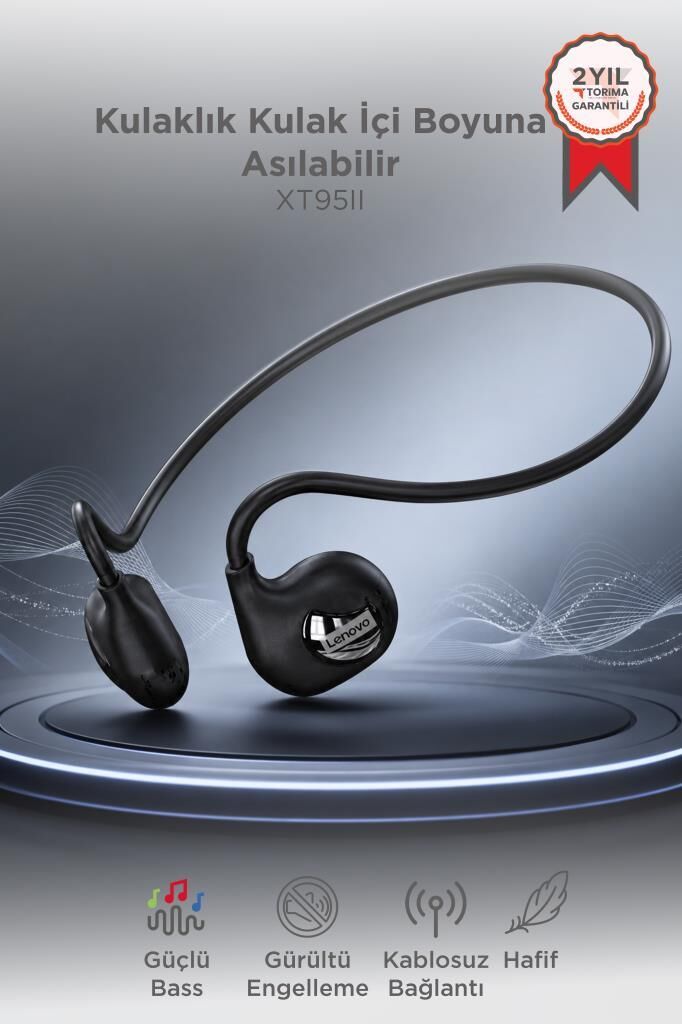 Bluetooth Kulaklık Kulak İçi Boyuna Asılabilir Kablosuz Kulaklık XT95II Siyah