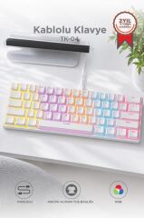 Kablolu Klavye Rgb Işıklı Mekanik Q Klavye TK04 Beyaz