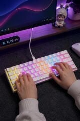 Kablolu Klavye Rgb Işıklı Mekanik Q Klavye TK04 Beyaz